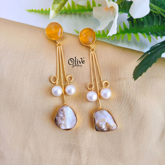 Golden Brass Earrings -305