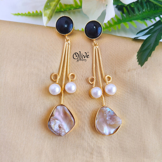 Golden Brass Earrings -305