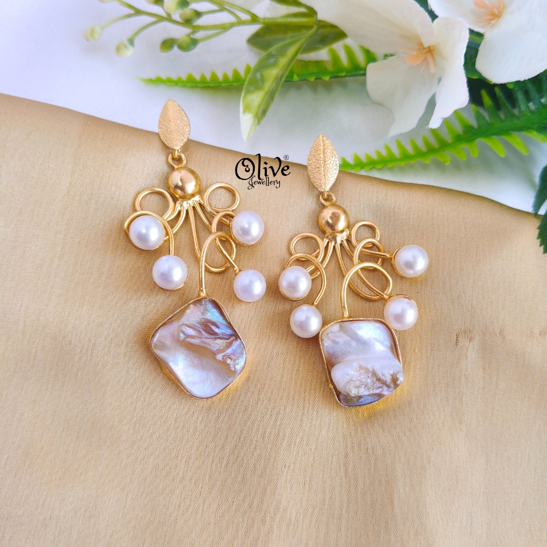 Golden Brass Earrings -307