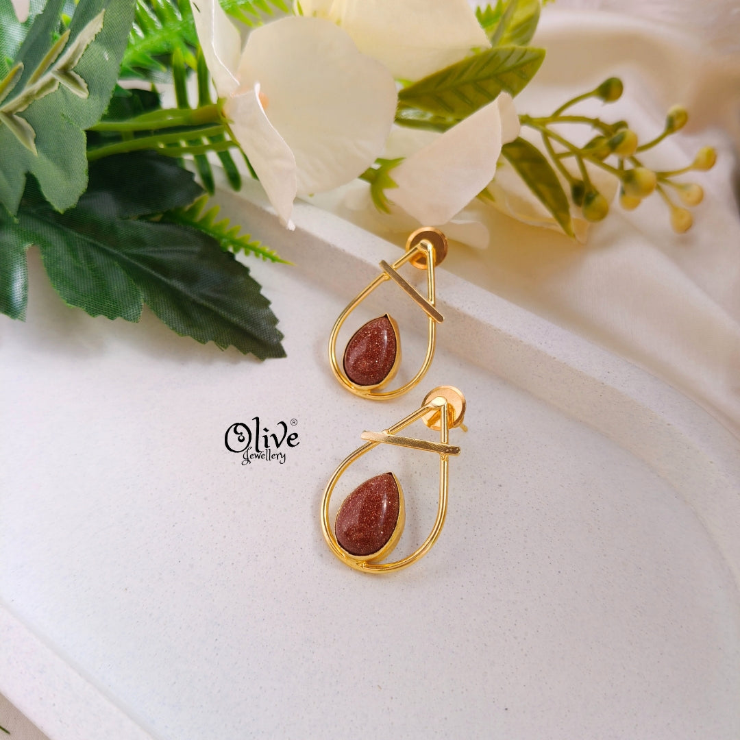 Golden Brass Earrings -308