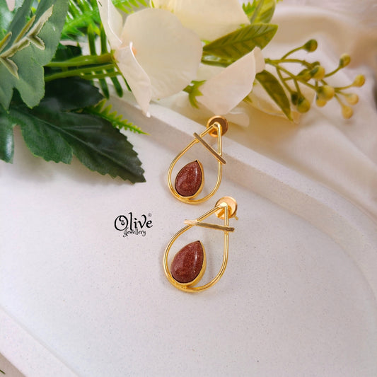 Golden Brass Earrings -308