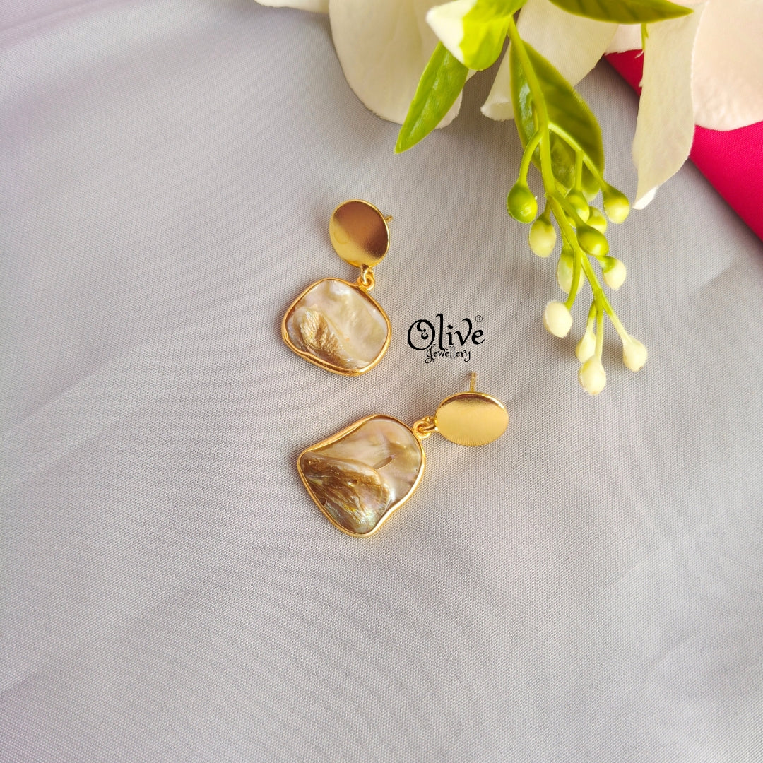 Golden Brass Earrings -311