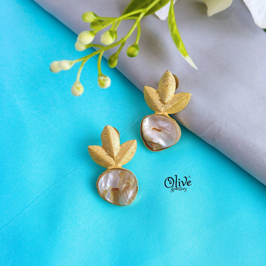 Golden Brass Earrings -317