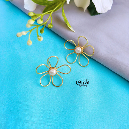 Golden Brass Earrings -318