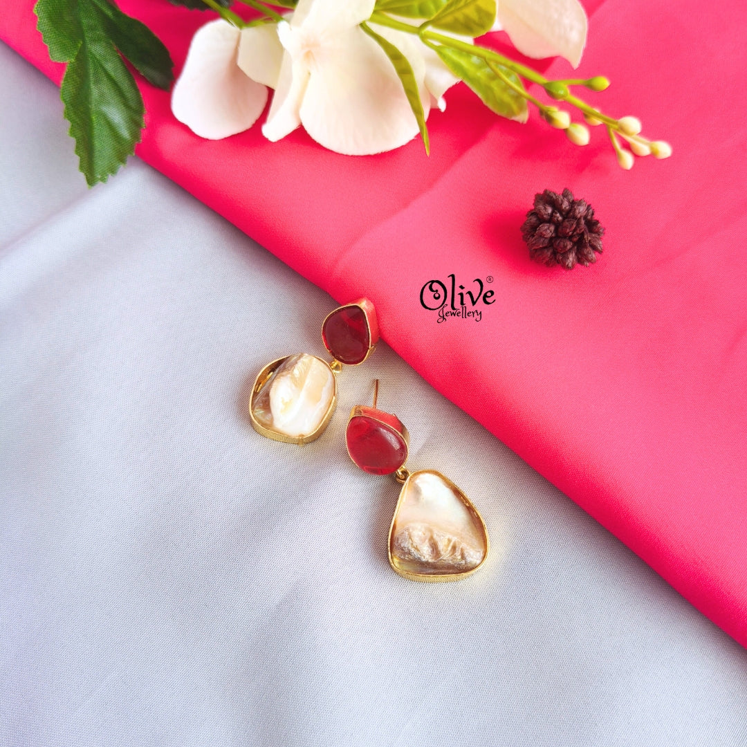 Golden Brass Earrings -336