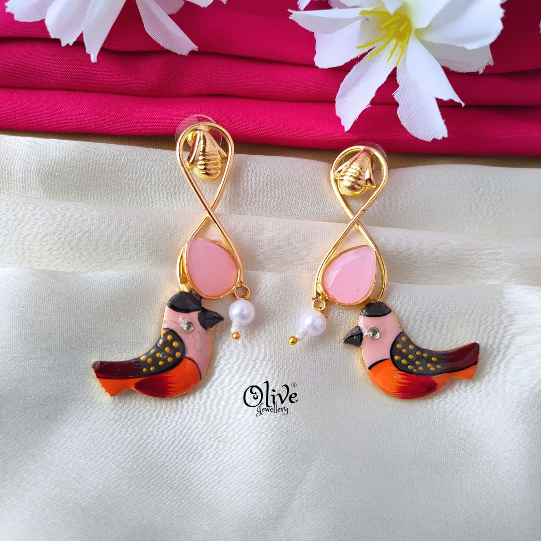 Meenakari Birds  Earrings - 340