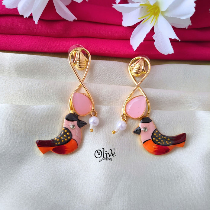 Meenakari Birds  Earrings - 340