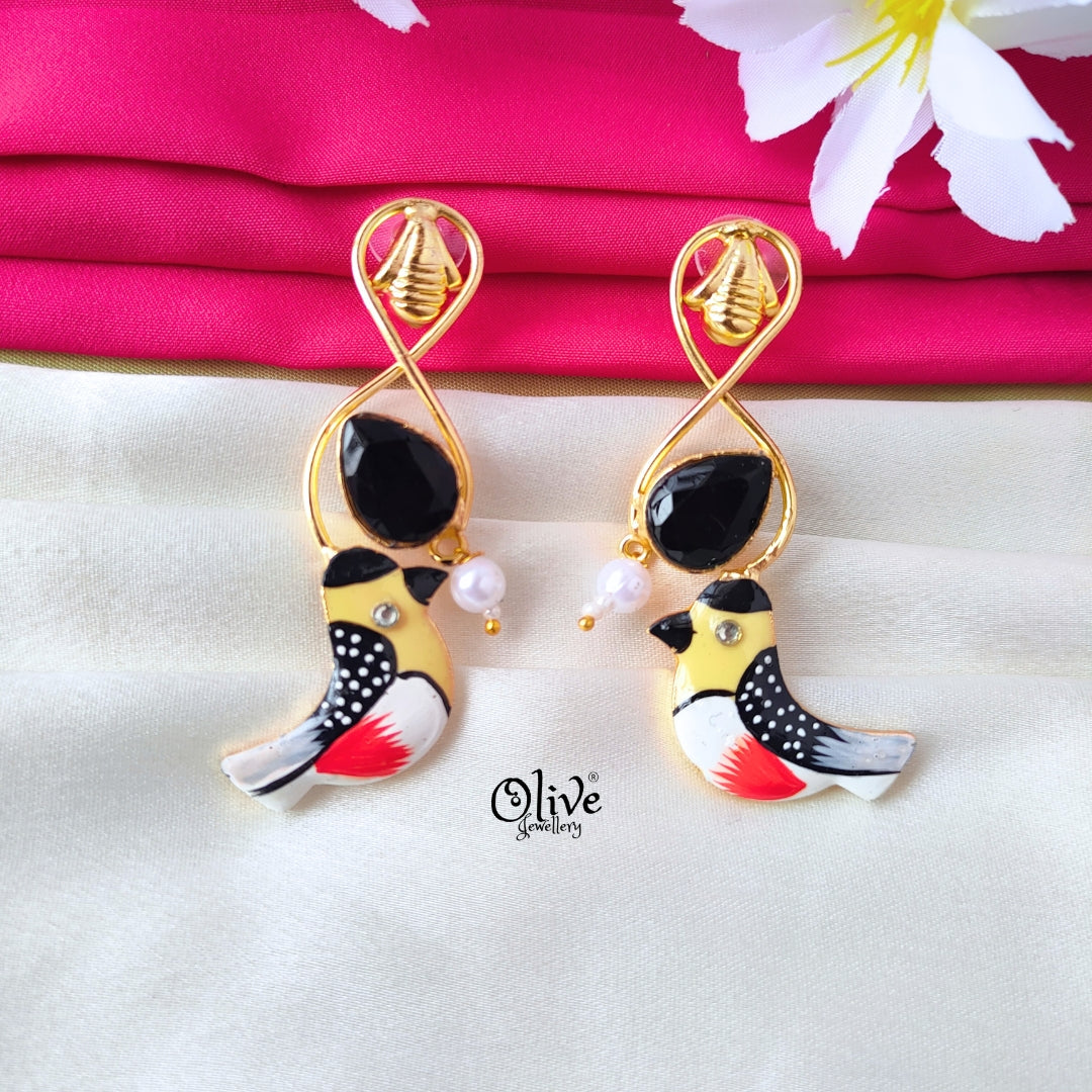 Meenakari Birds  Earrings - 340