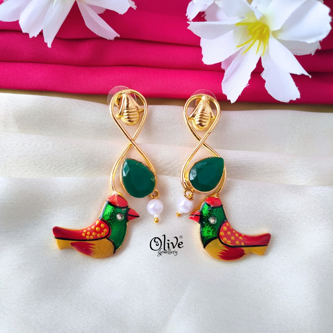 Meenakari Birds  Earrings - 340