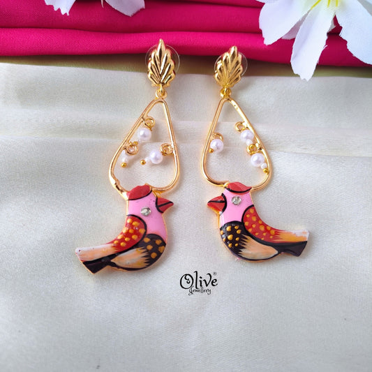 Meenakari Birds  Earrings - 343