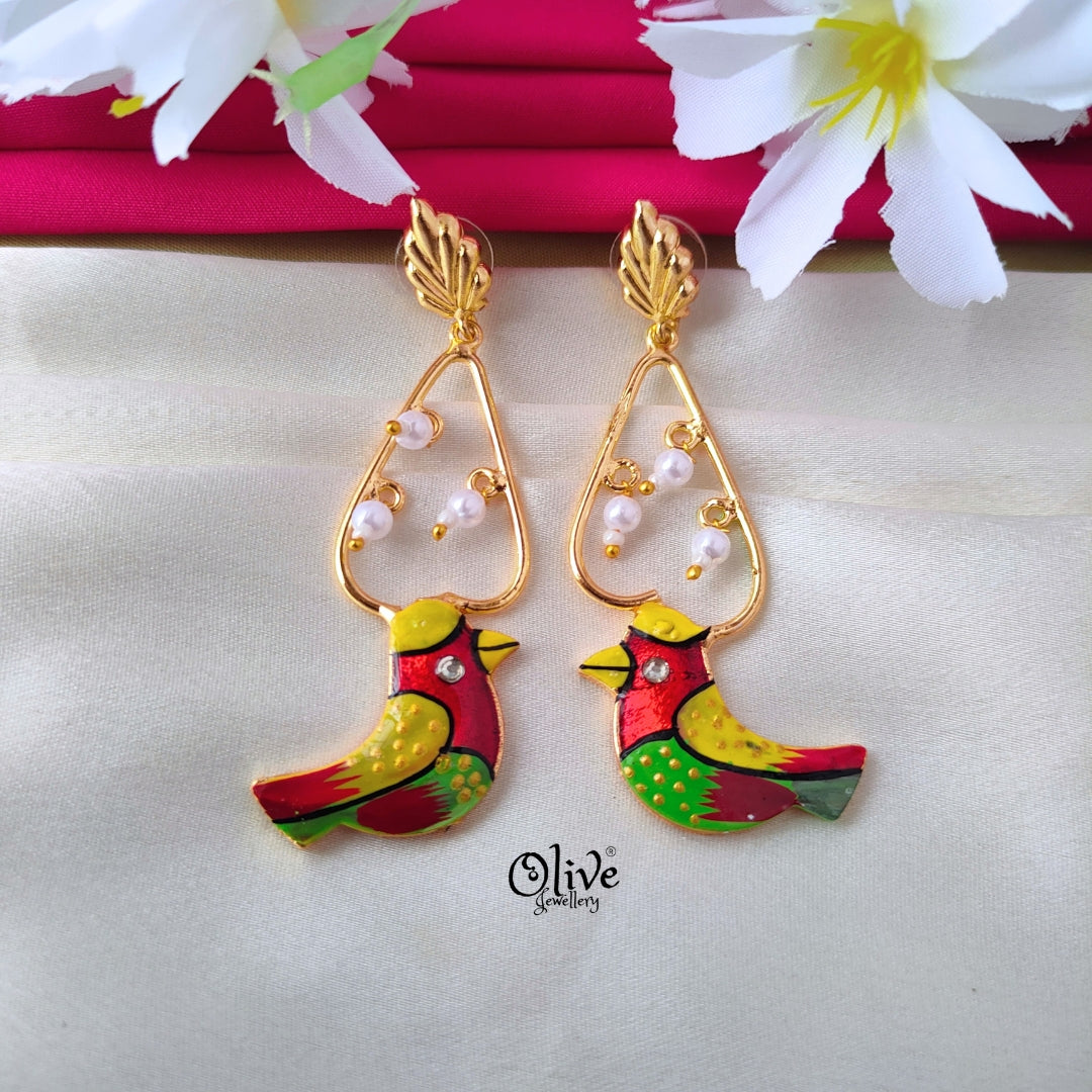 Meenakari Birds  Earrings - 345