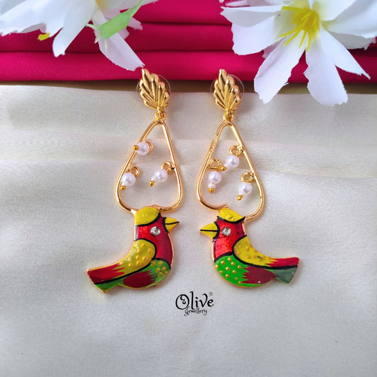 Meenakari Birds  Earrings - 345