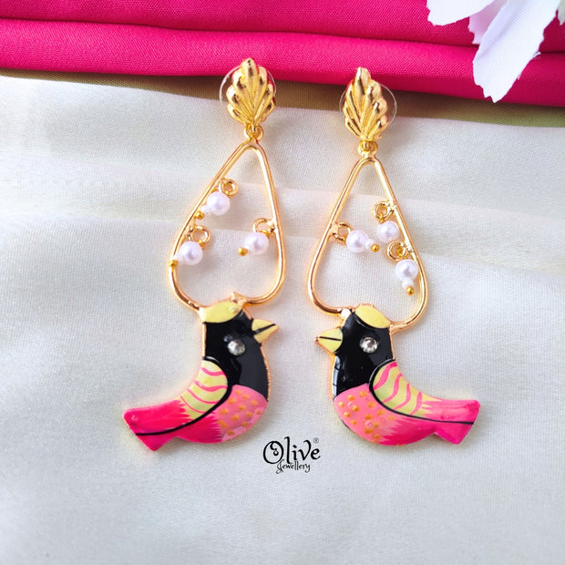 Meenakari Birds  Earrings - 346