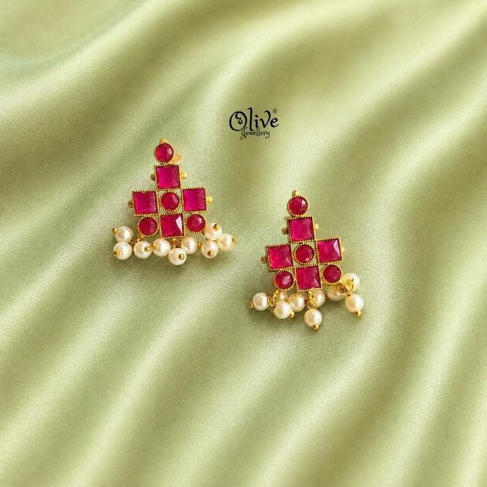 Golden Brass Earrings - 358