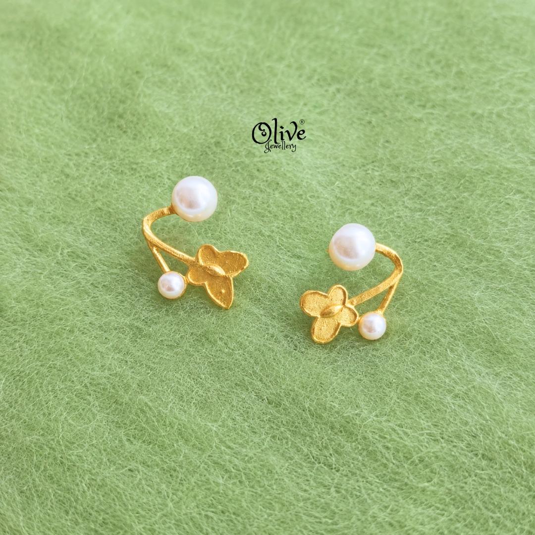 Golden Brass Earrings - 359