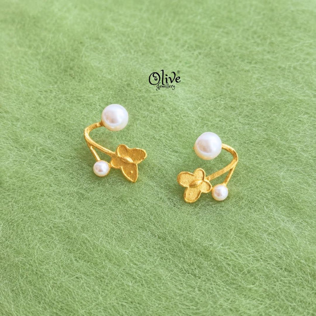 Golden Brass Earrings - 359