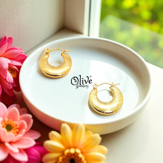 Golden Hoops Earrings - 13