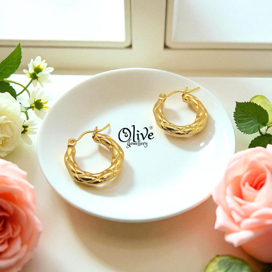 Golden Hoops Earrings - 14