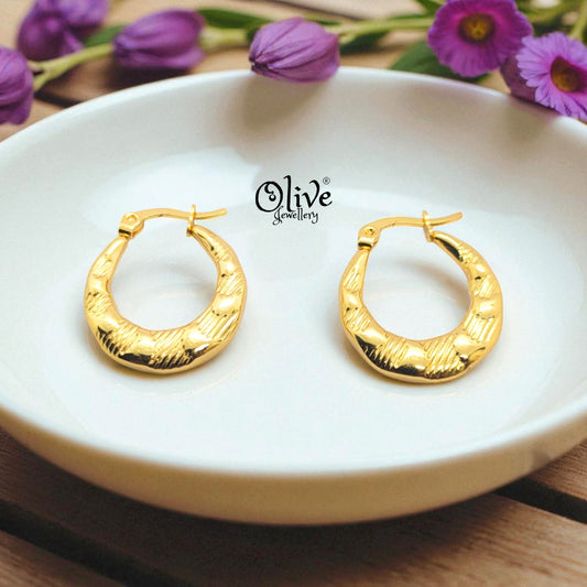 Golden Hoops Earrings - 16