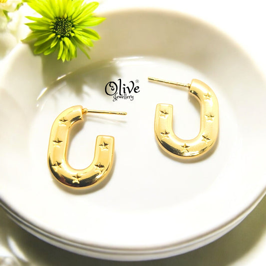 Golden Hoops Earrings - 17