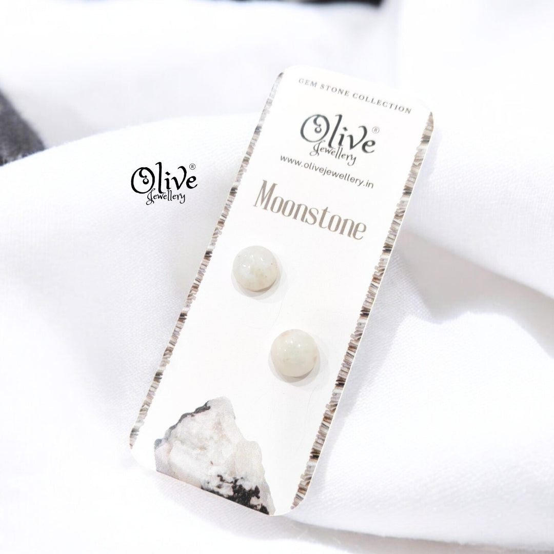 Gem Stone Studs - Full Finished -Round Shape
