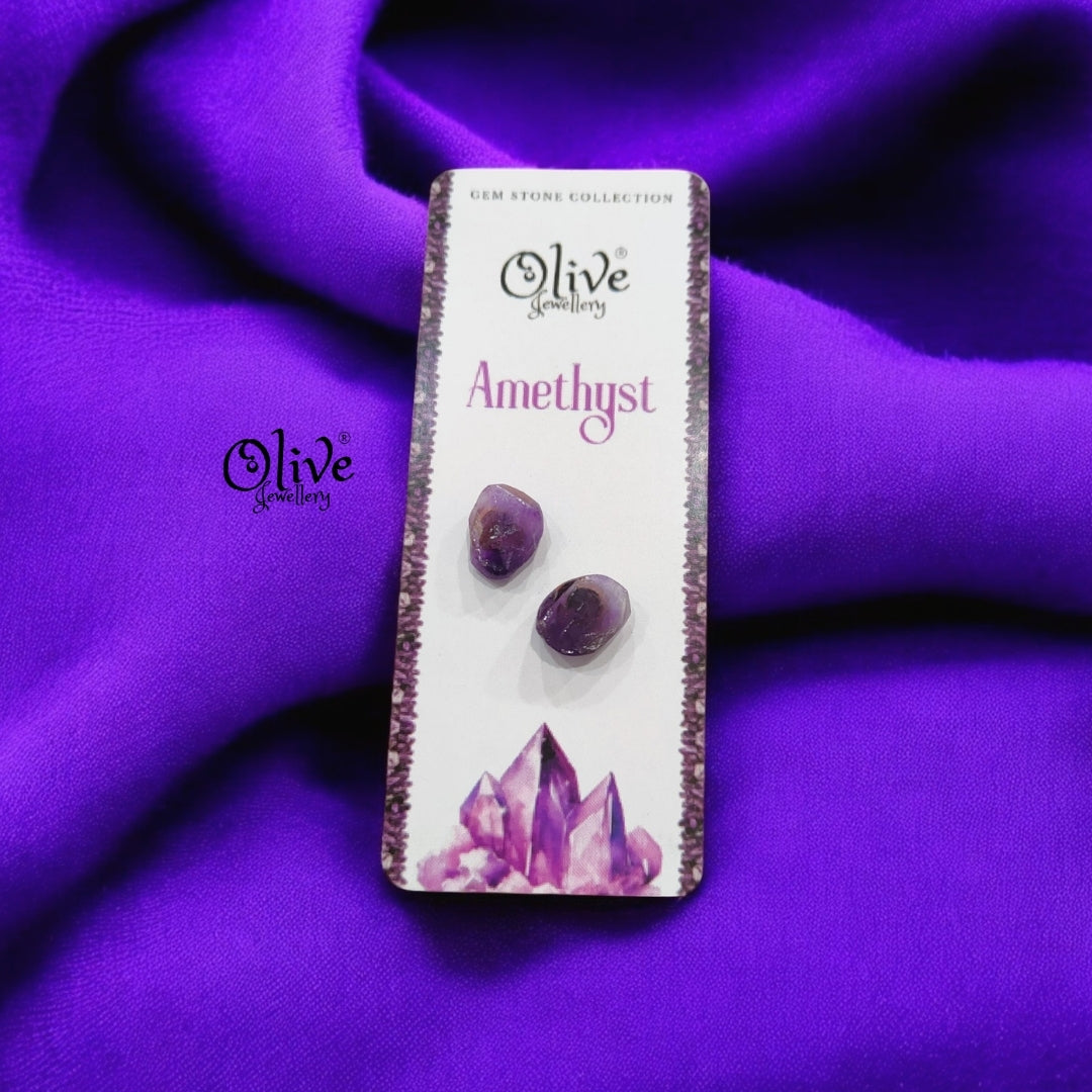 Gem Stone Studs - Raw Fitting - Rough  Shape