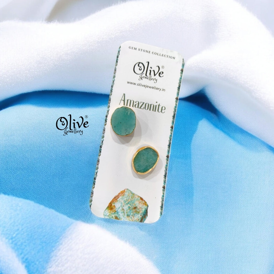 Gem Stone Studs - Collet Fitting - Round - Large Size