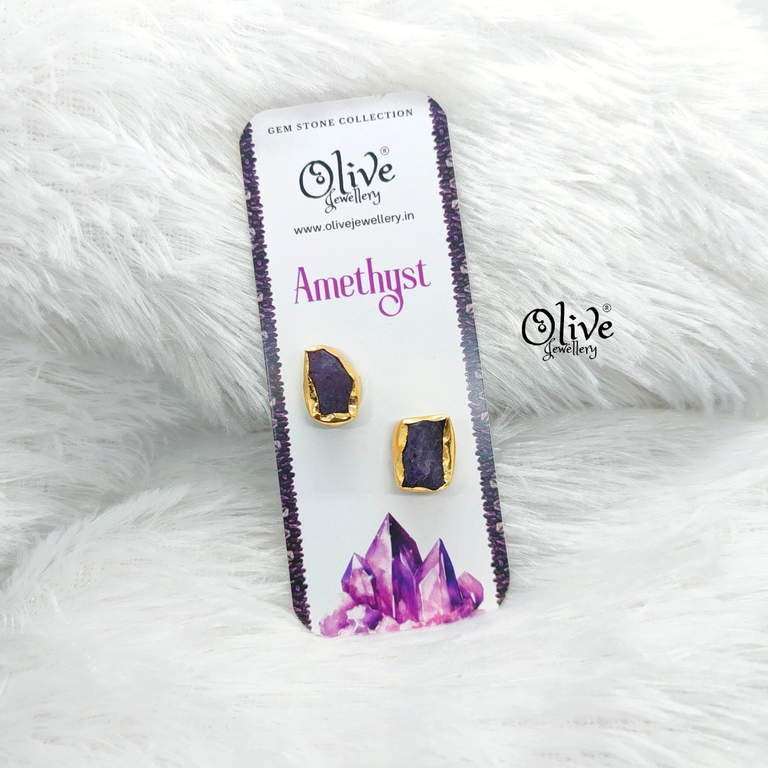 Gem Stone Studs - Collet Fitting - Rough  Shape