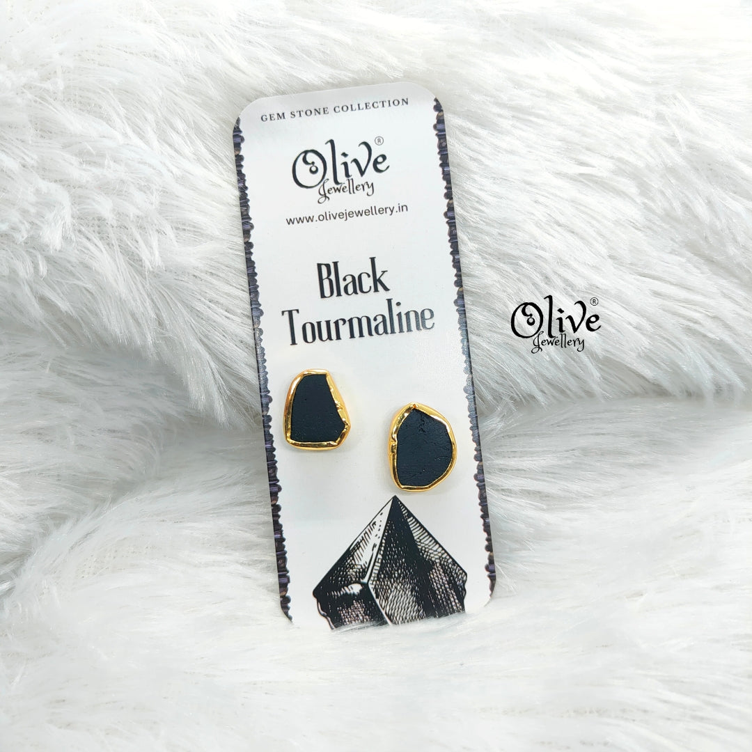 Gem Stone Studs - Collet Fitting - Rough  Shape