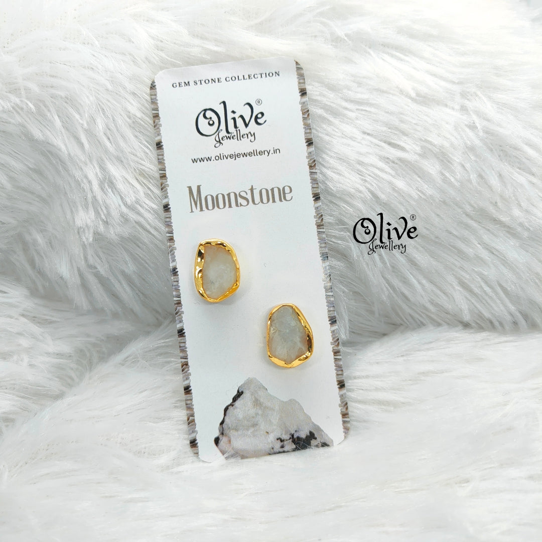 Gem Stone Studs - Collet Fitting - Rough  Shape