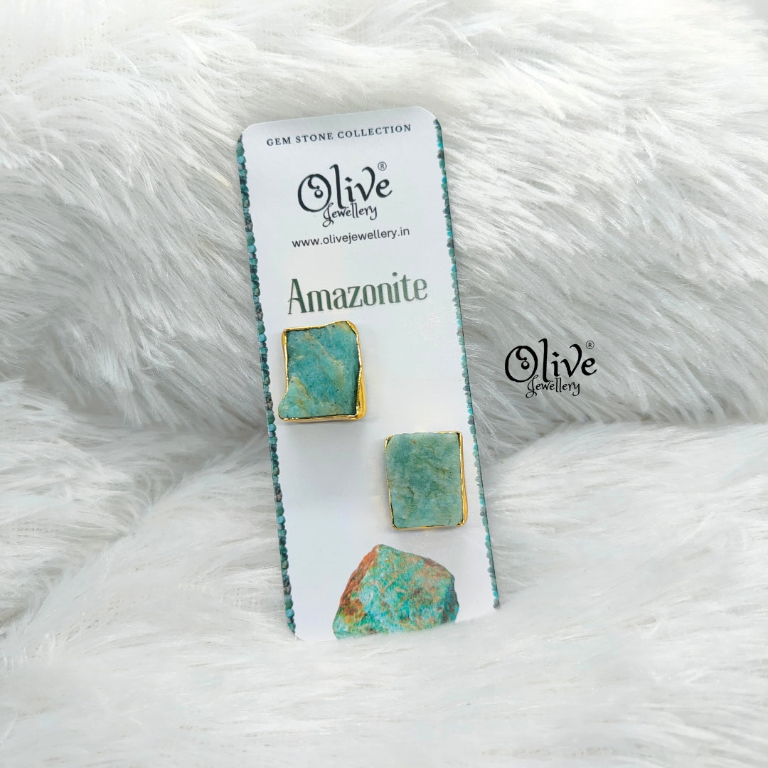 Gem Stone Studs - Collet Fitting - Rough  Shape