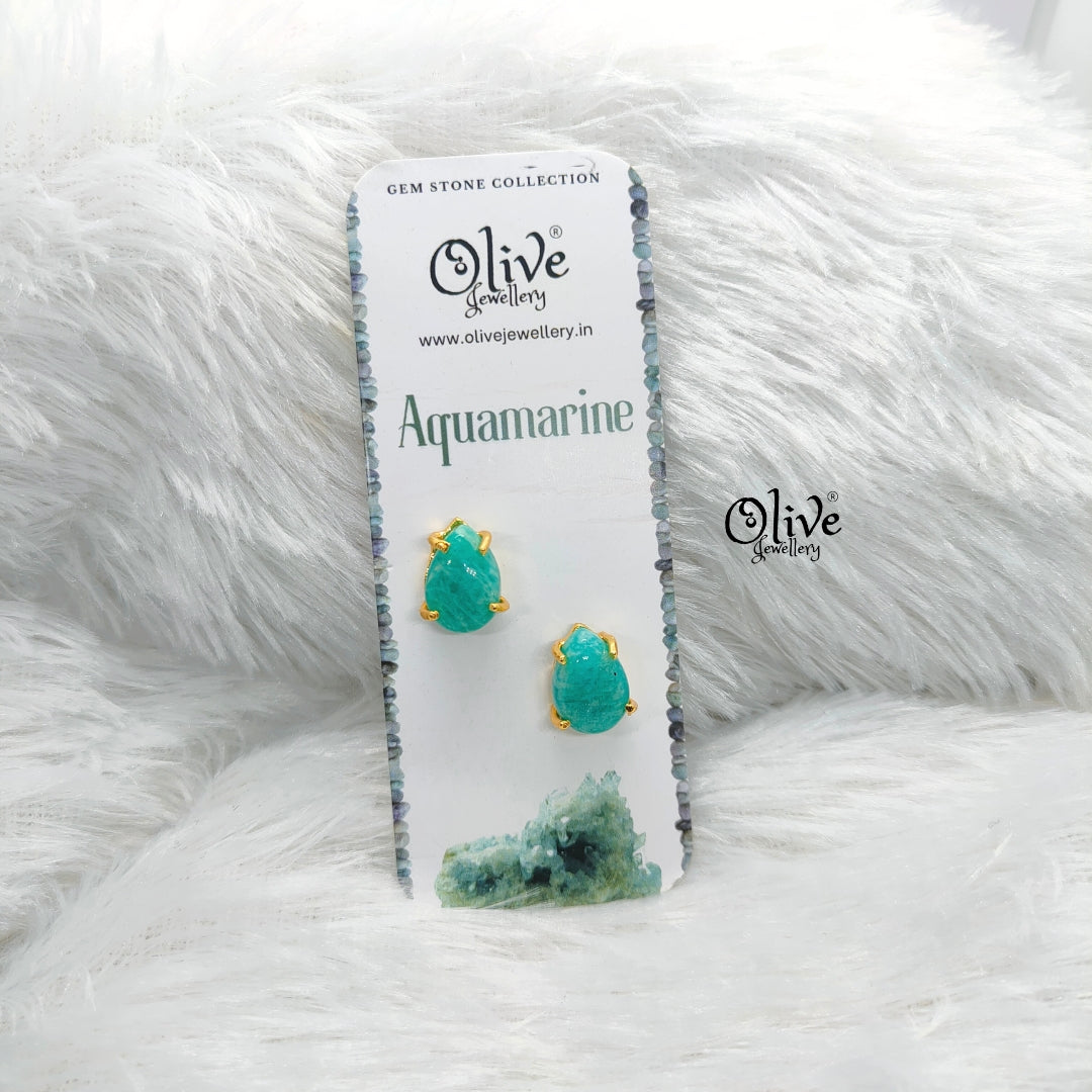 Gem Stone Studs-Claw Fitting-Full Finished-Drop Shape