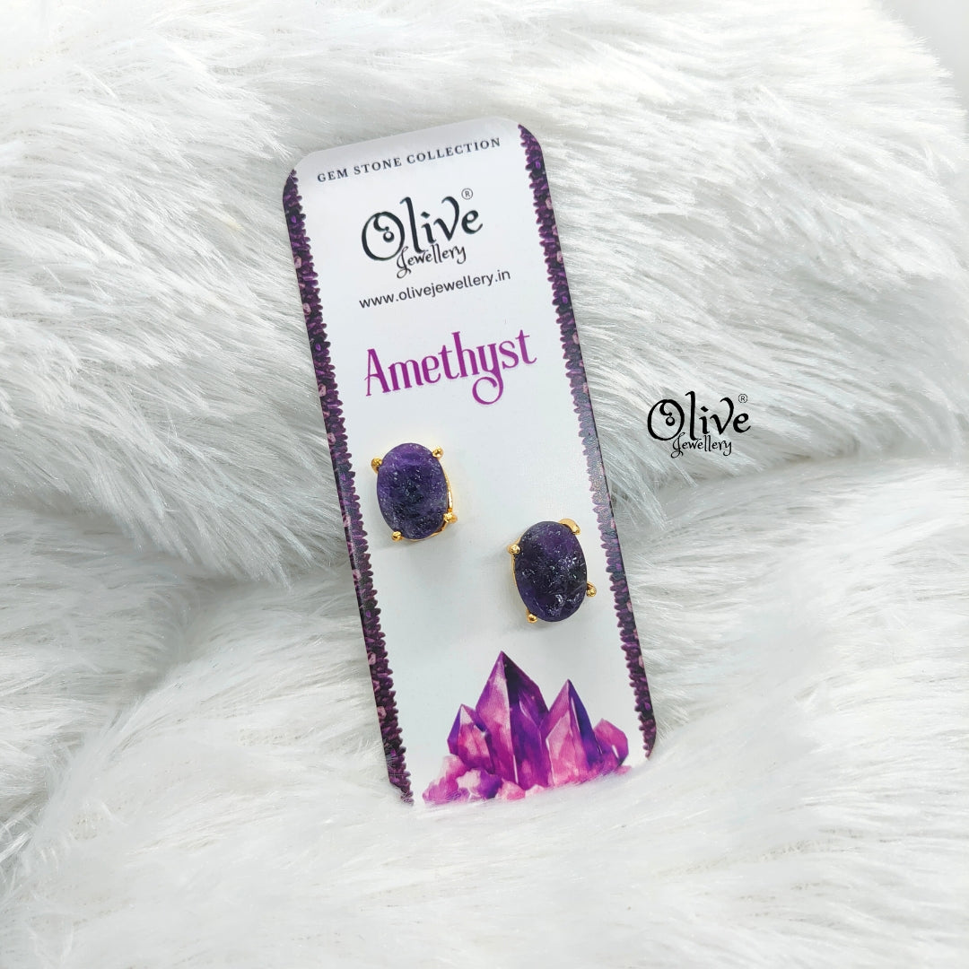 Gem Stone Studs-Claw Fitting-Semi Finished-Oval Shape