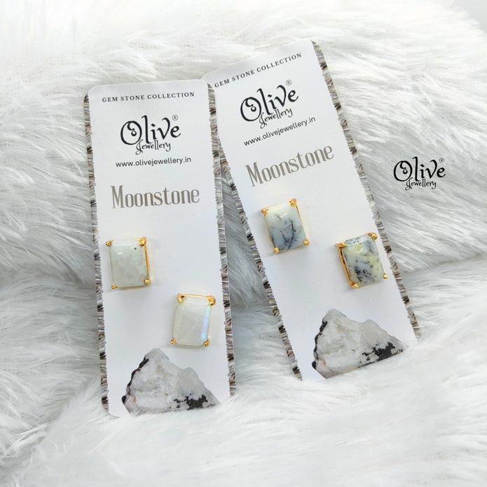 Gem Stone Studs-Claw Fitting-Full Finished-Rectangular Shape