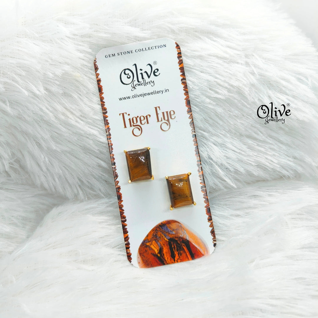 Gem Stone Studs-Claw Fitting-Full Finished-Rectangular Shape