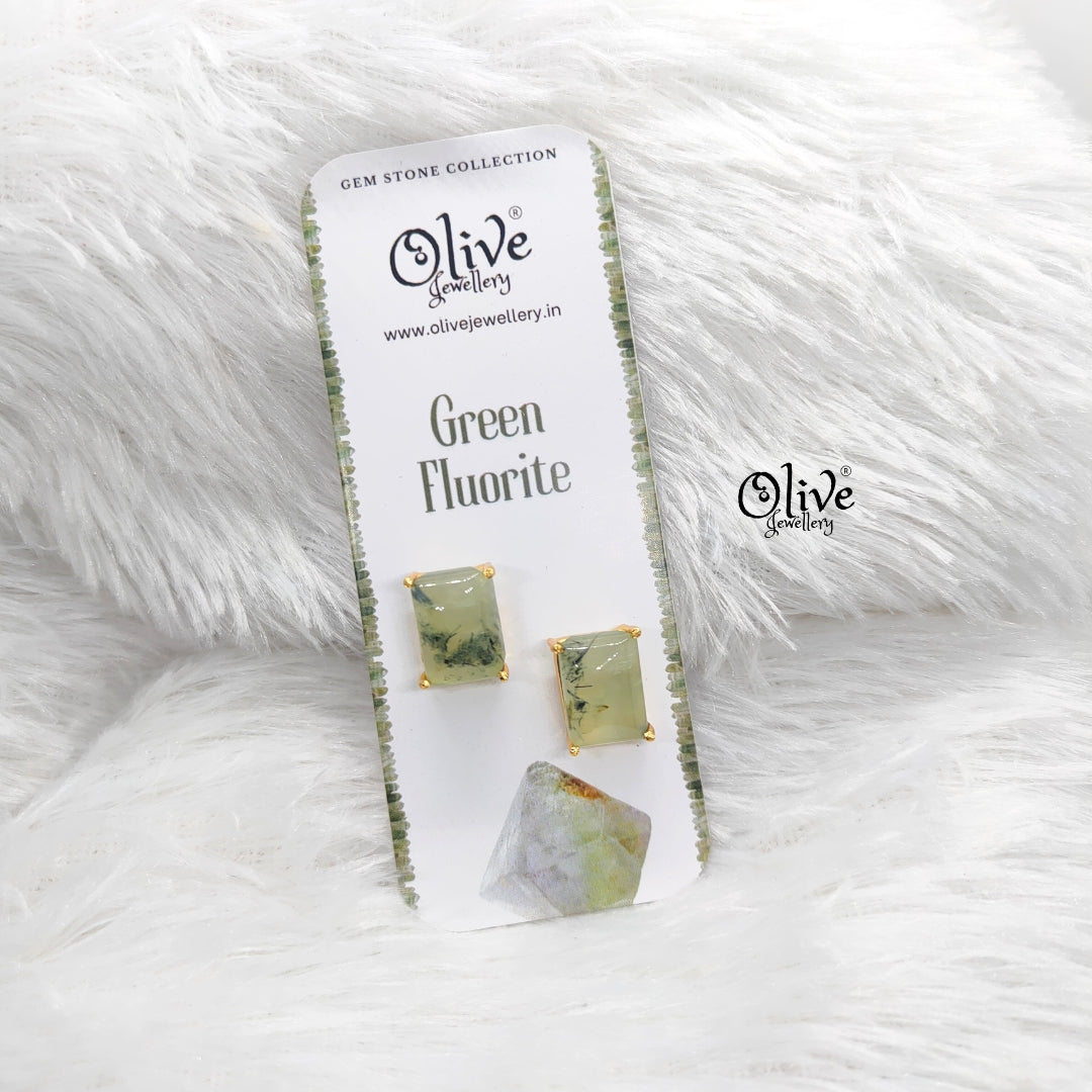 Gem Stone Studs-Claw Fitting-Full Finished-Rectangular Shape