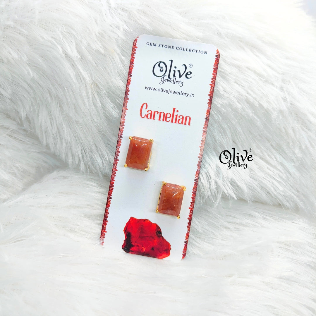 Gem Stone Studs-Claw Fitting-Full Finished-Rectangular Shape