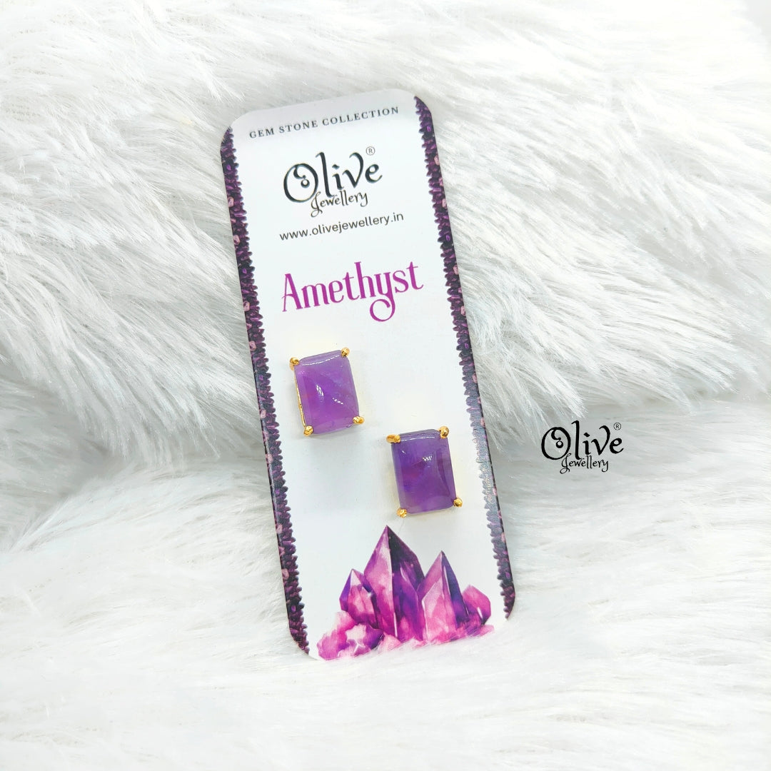 Gem Stone Studs-Claw Fitting-Full Finished-Rectangular Shape