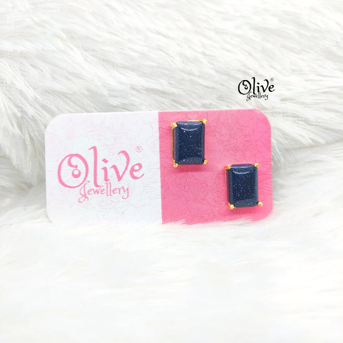 Gem Stone Studs-Claw Fitting-Full Finished-Rectangular Shape