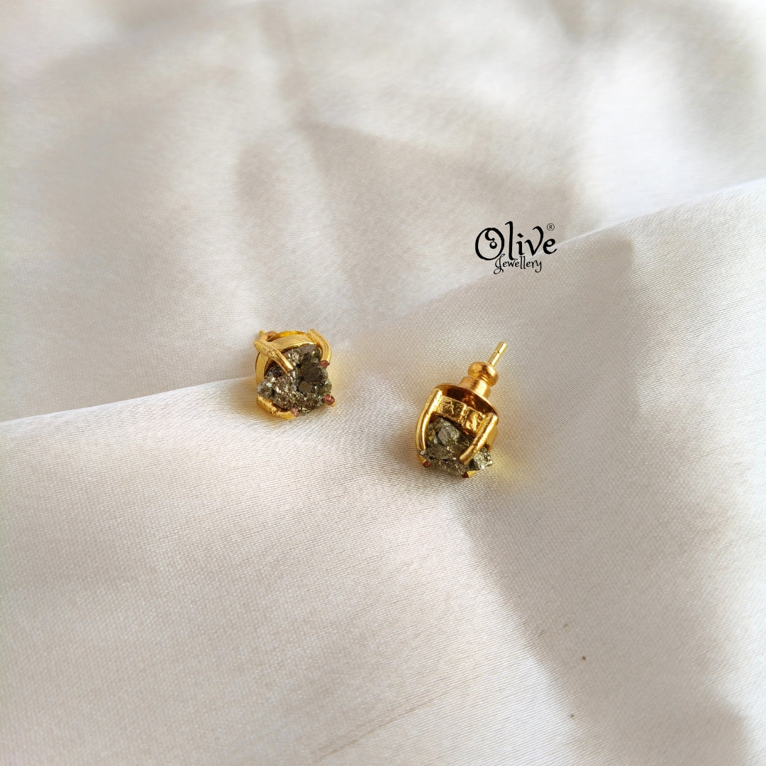 Natural  Stone Pendent Set - Claw Fitting - Pyrite Stone Combo Set