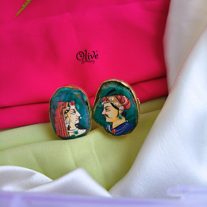 Natural Stone Studs -Tanjore Painting-227