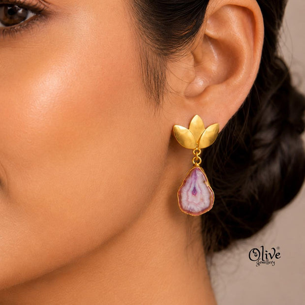 Natural Stone Earrings-293