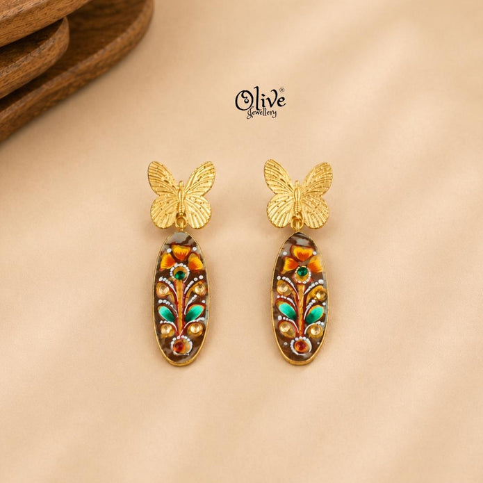 Tanjore Butterfly Earrings-301