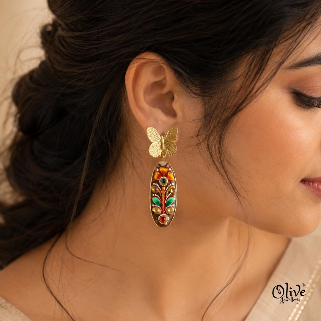Tanjore Butterfly Earrings-301