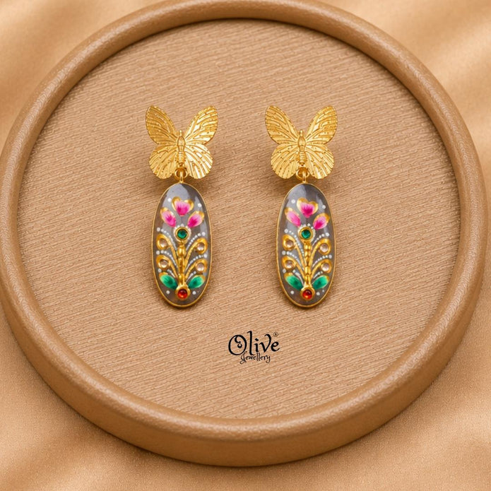 Tanjore Butterfly Earrings-302