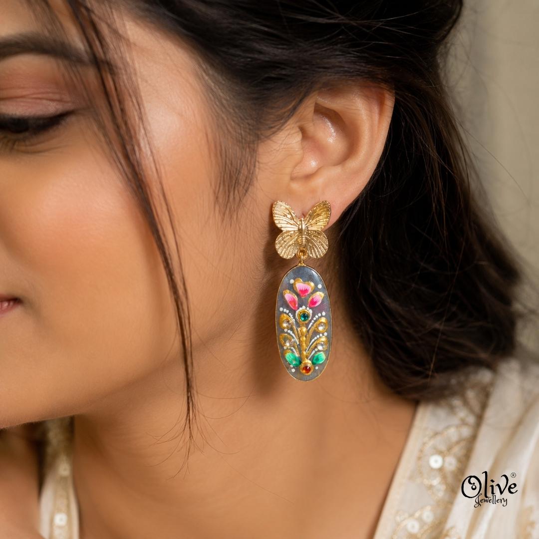 Tanjore Butterfly Earrings-302