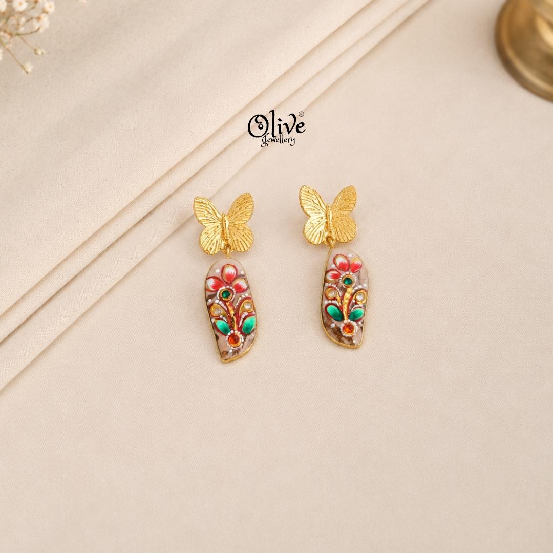 Tanjore Butterfly Earrings-303