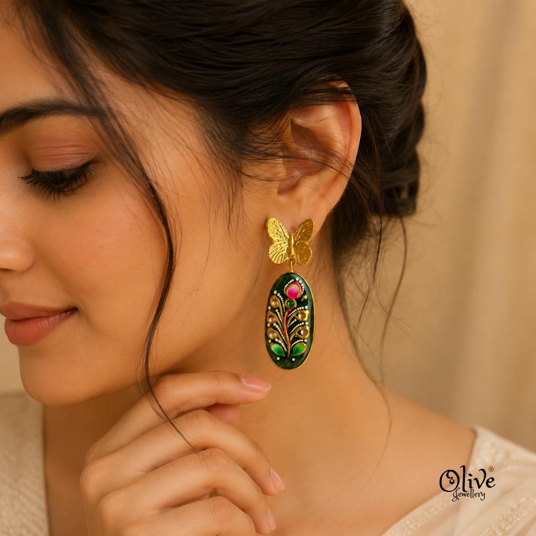 Tanjore Butterfly Earrings-305