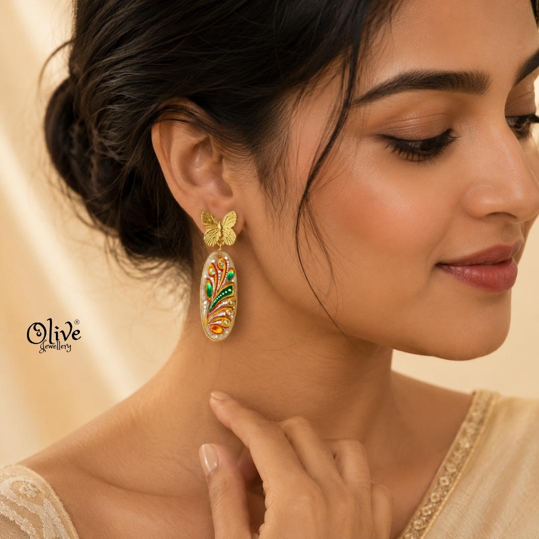 Tanjore Butterfly Earrings-306