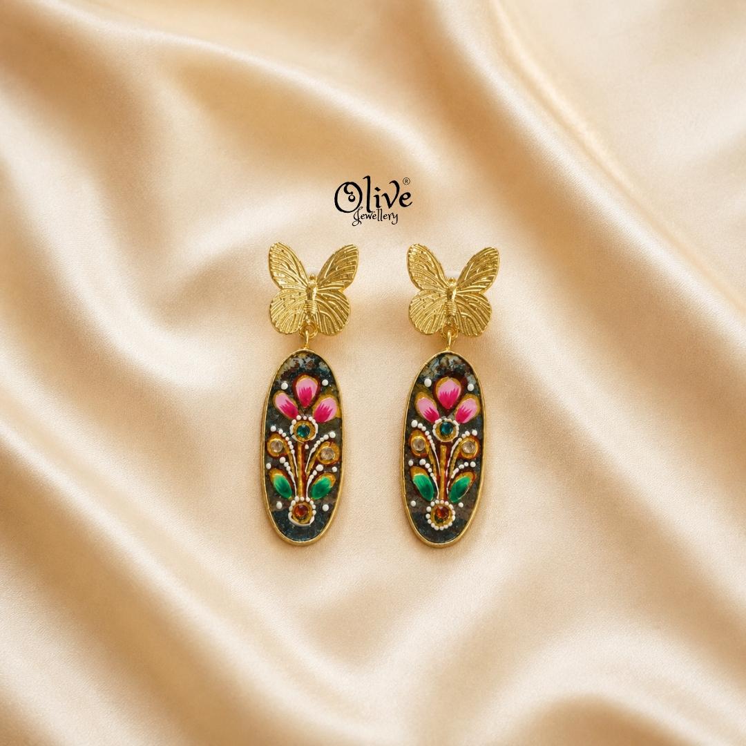 Tanjore Butterfly Earrings-308
